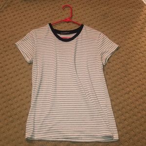 brandy melville navy blue and striped t-shirt
